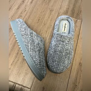 Dearfoams grey knit softly lined slide women’s slippers.size 7/8